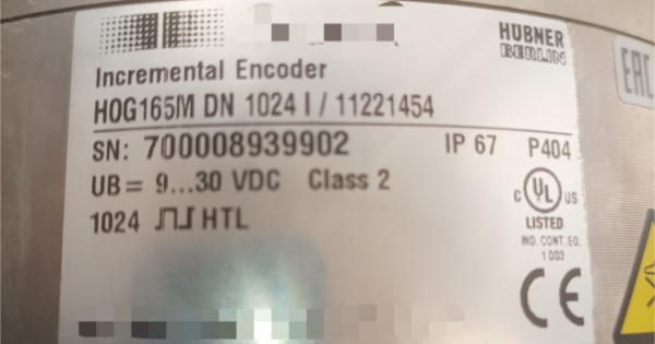 Encoder HOG165M DN 1024 for Top Drive system